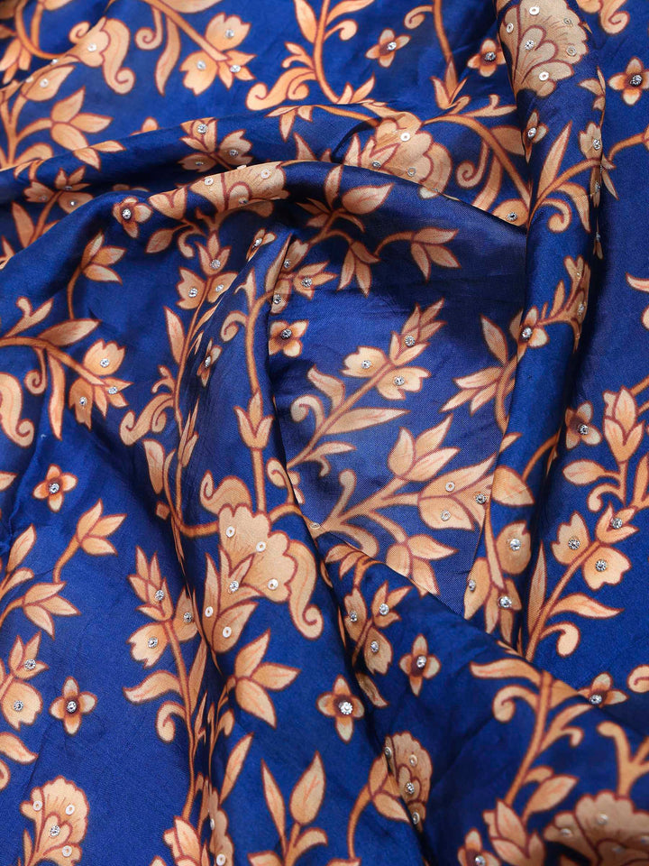 Blue Art Silk Printed Saree