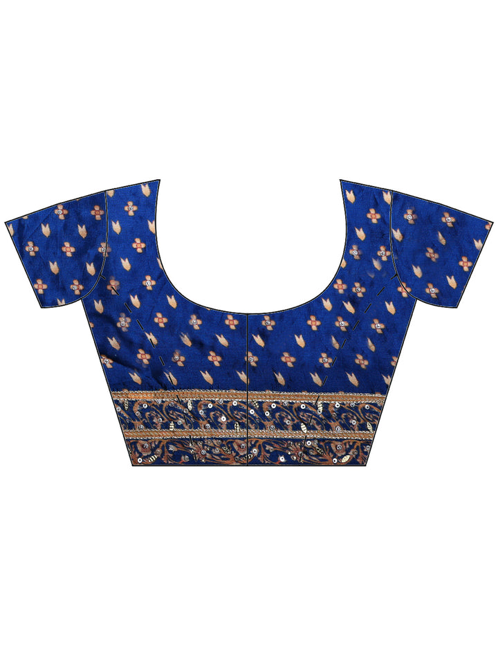 Blue Art Silk Printed Saree
