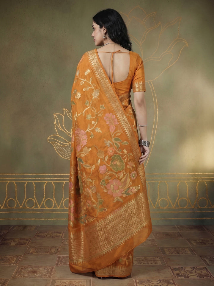 Mustard Art Silk Woven Saree