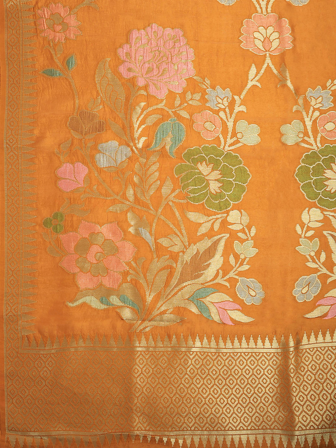 Mustard Art Silk Woven Saree