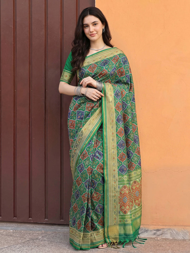 Green Art Silk Woven Saree