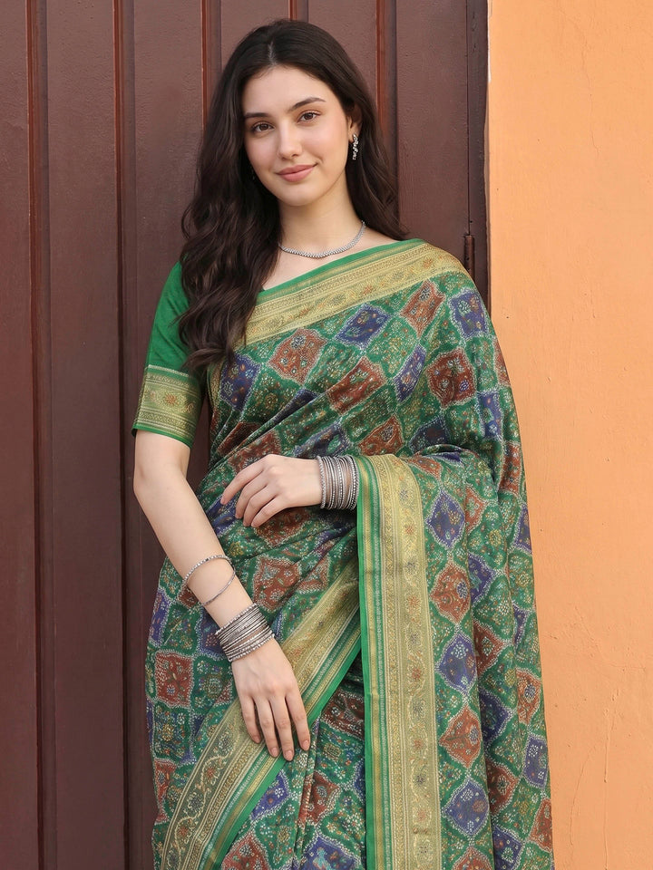 Green Art Silk Woven Saree