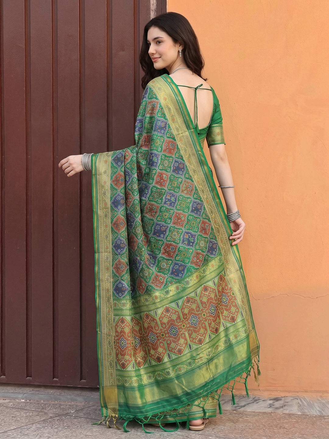 Green Art Silk Woven Saree