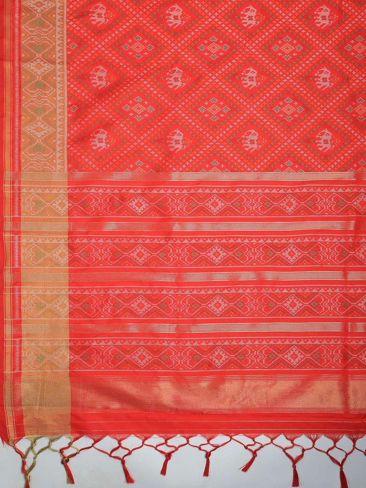 Red Art Silk Woven Saree