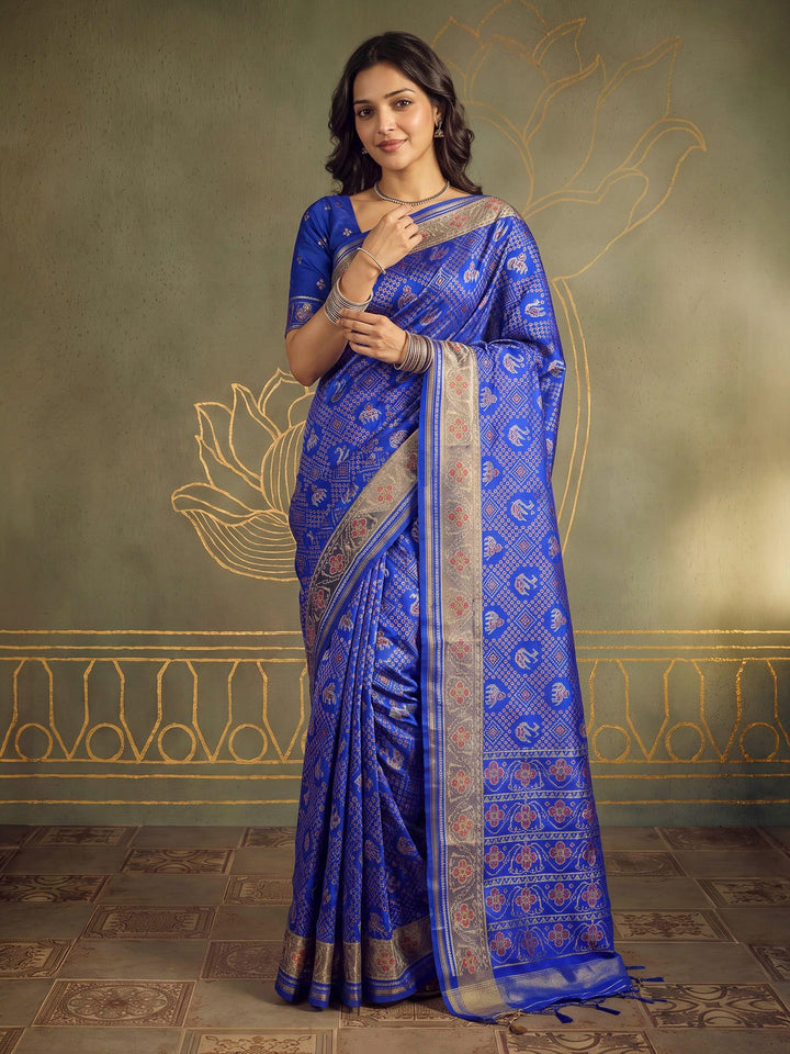 Royal Blue Art Silk Woven Saree