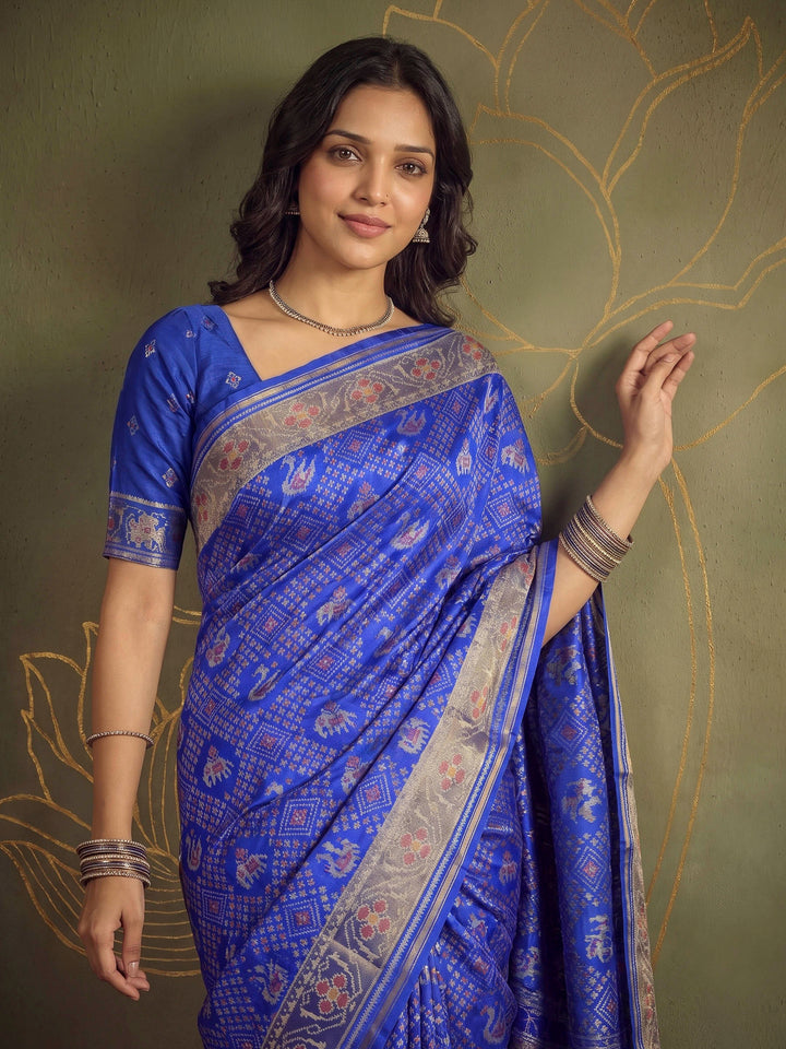 Royal Blue Art Silk Woven Saree