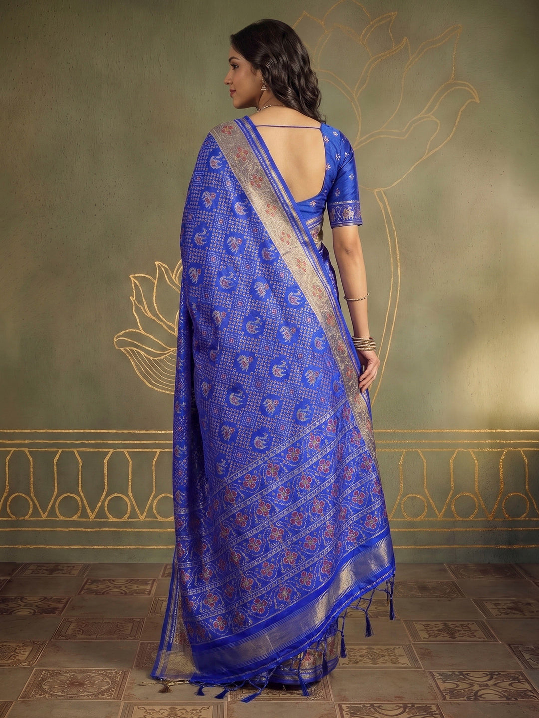 Royal Blue Art Silk Woven Saree