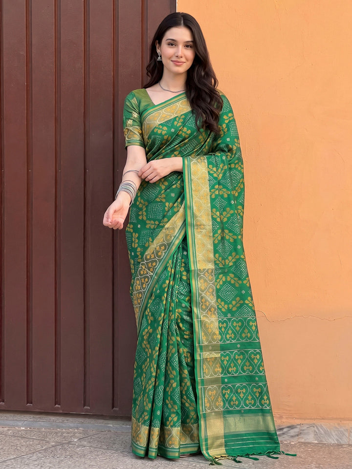 Green Art Silk Woven Saree