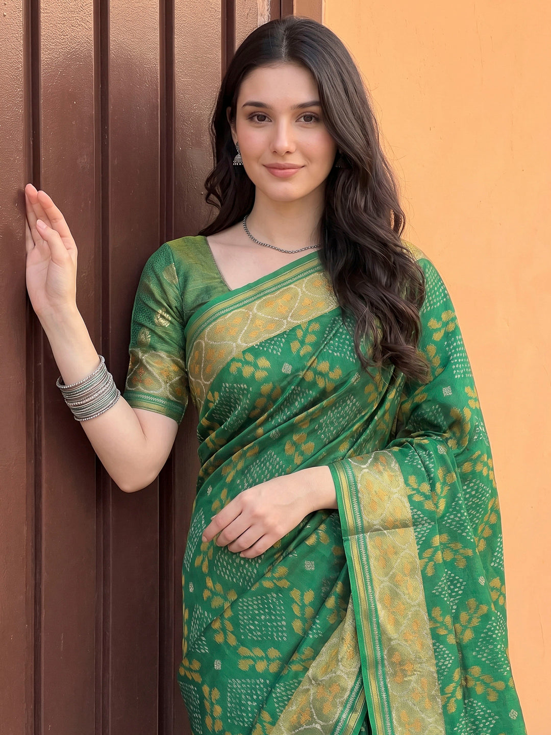 Green Art Silk Woven Saree