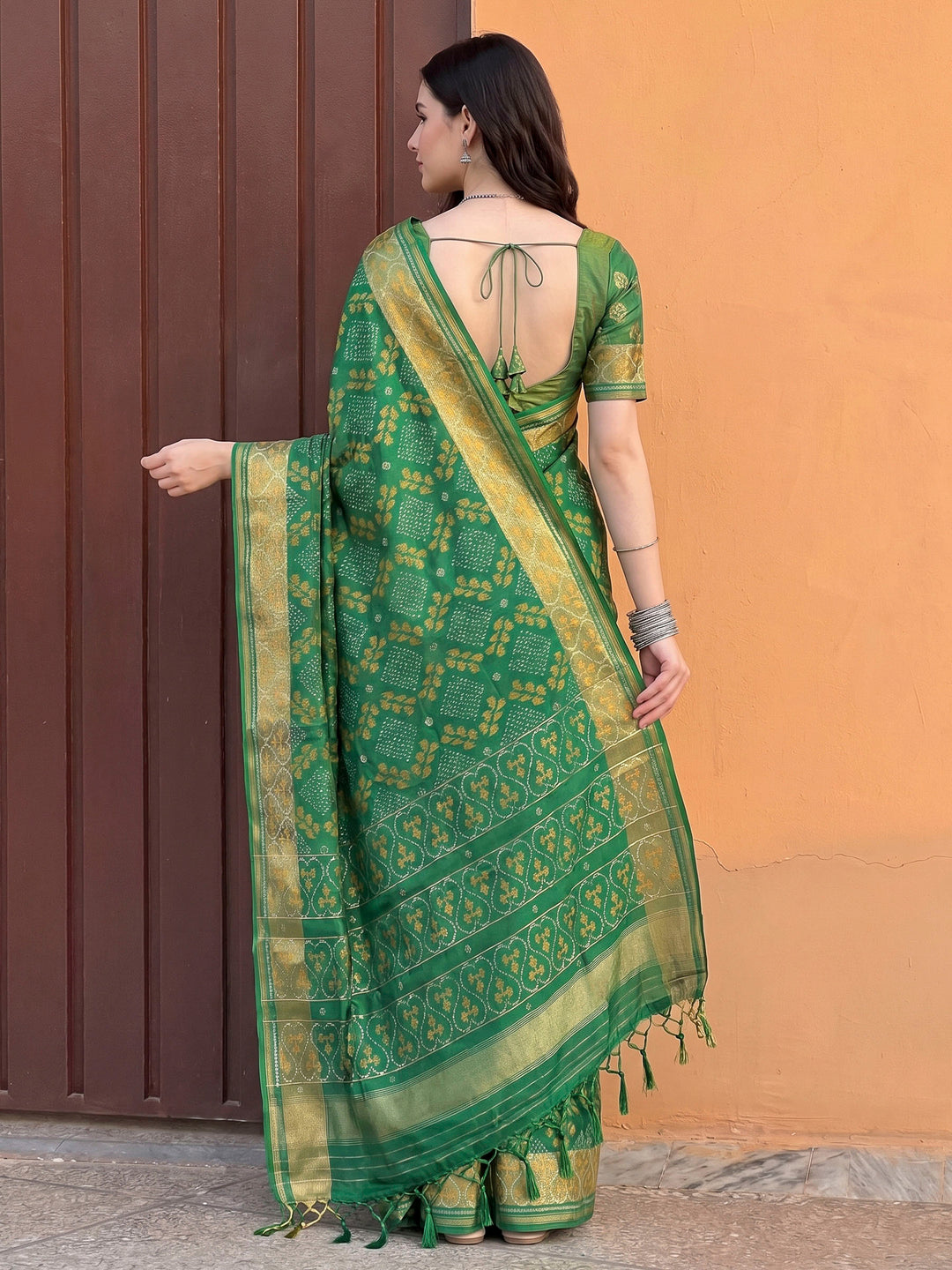 Green Art Silk Woven Saree