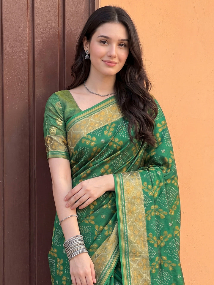 Green Art Silk Woven Saree