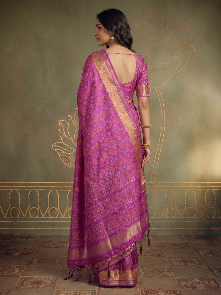 Magenta Art Silk Woven Saree