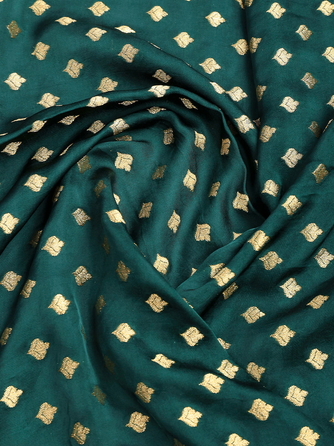 Bottle Green Satin Woven Saree