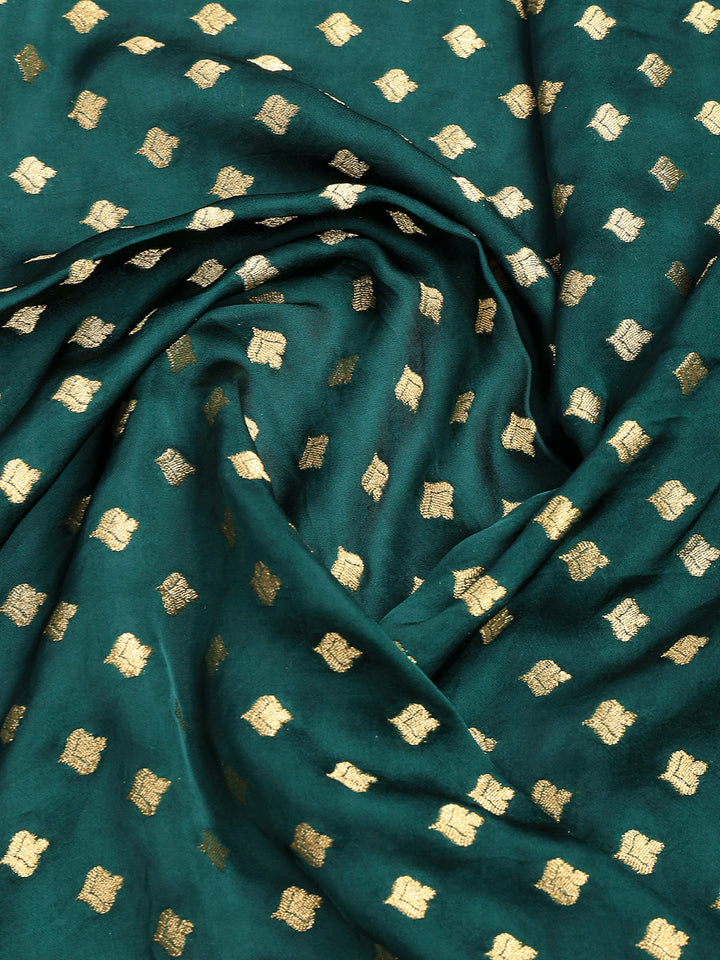 Bottle Green Satin Woven Saree