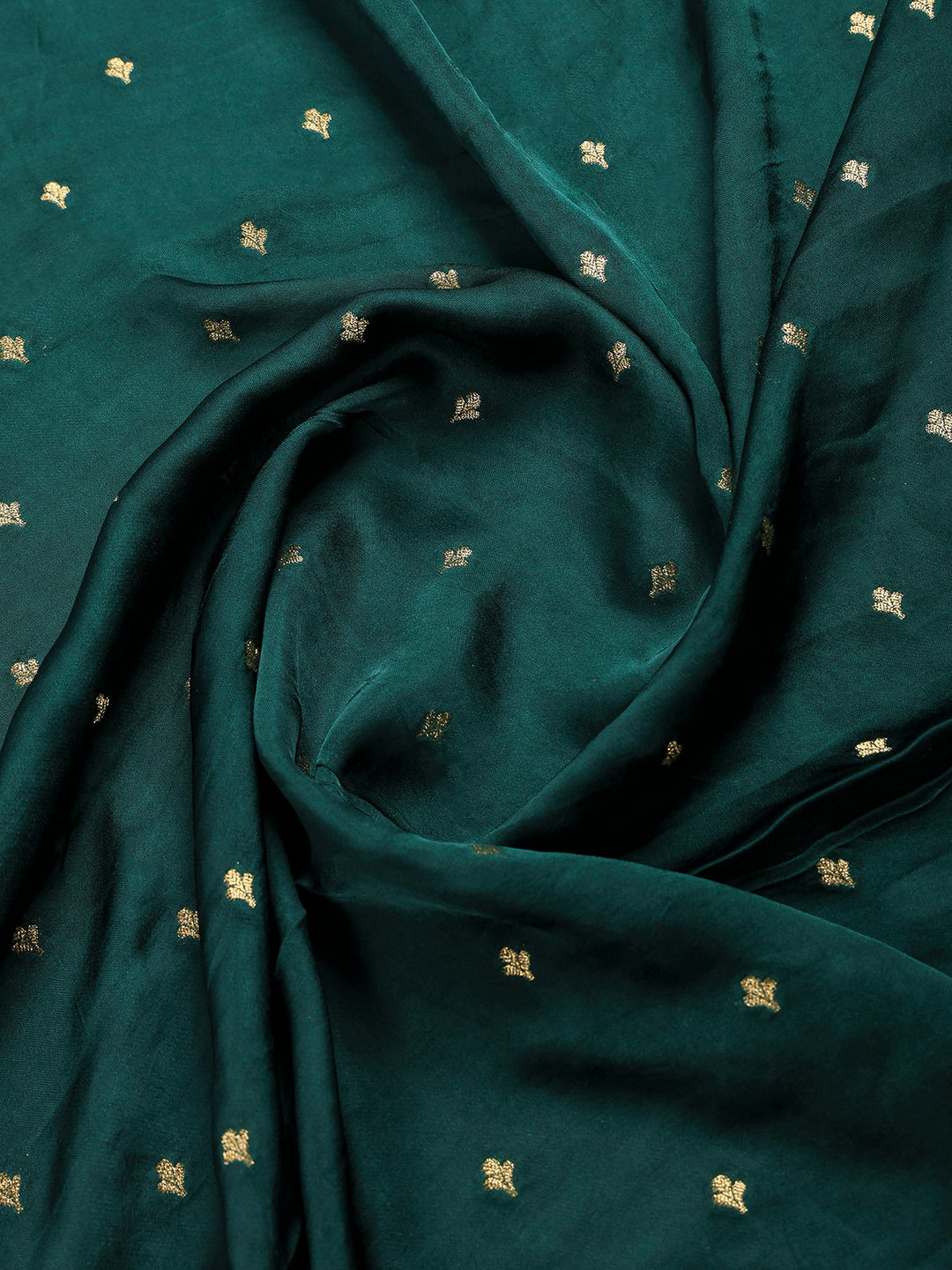Bottle Green Satin Woven Saree