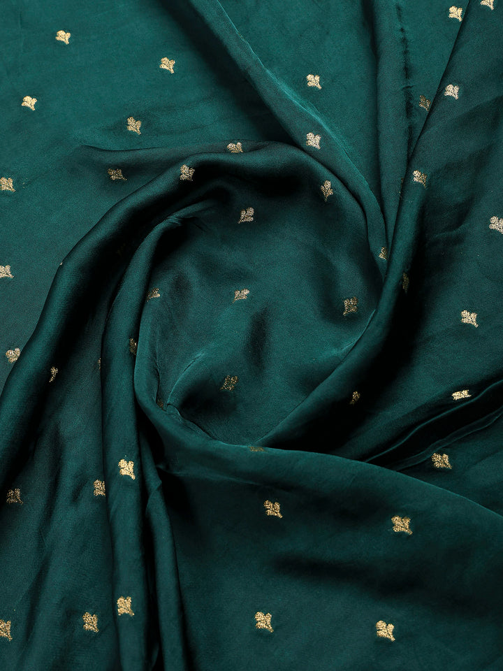 Bottle Green Satin Woven Saree