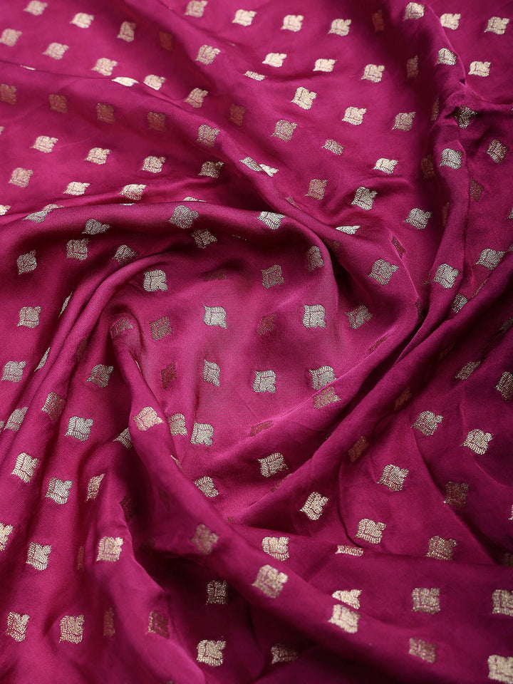 Magenta Satin Woven Saree