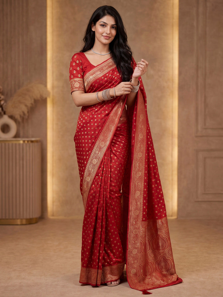 Rani Satin Woven Saree