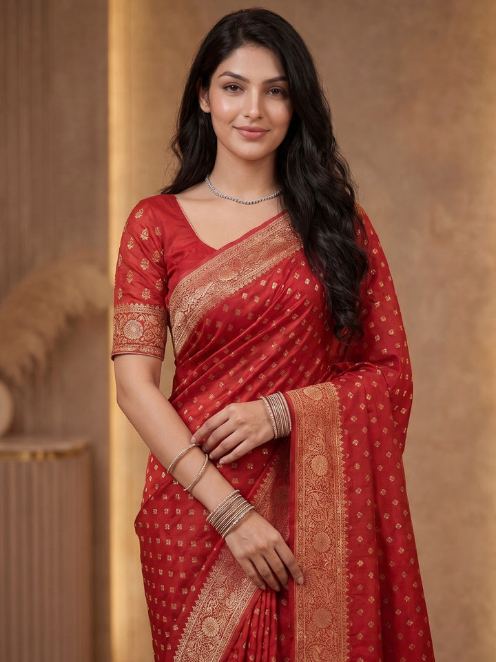 Rani Satin Woven Saree