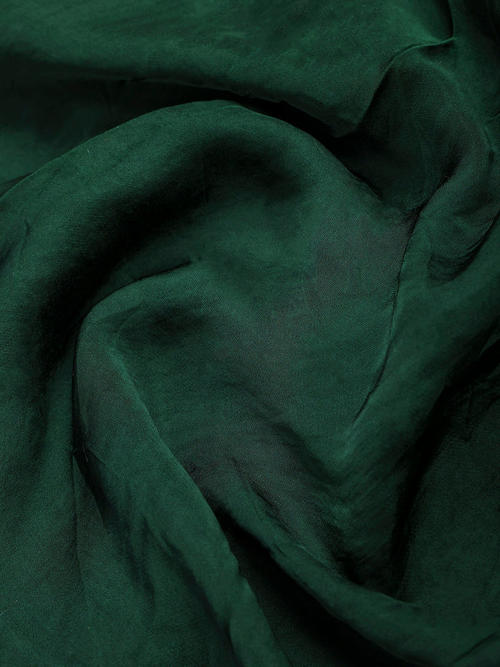 Bottle Green Satin Woven Saree