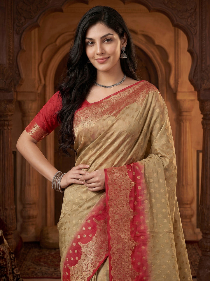 Rani Satin Woven Saree