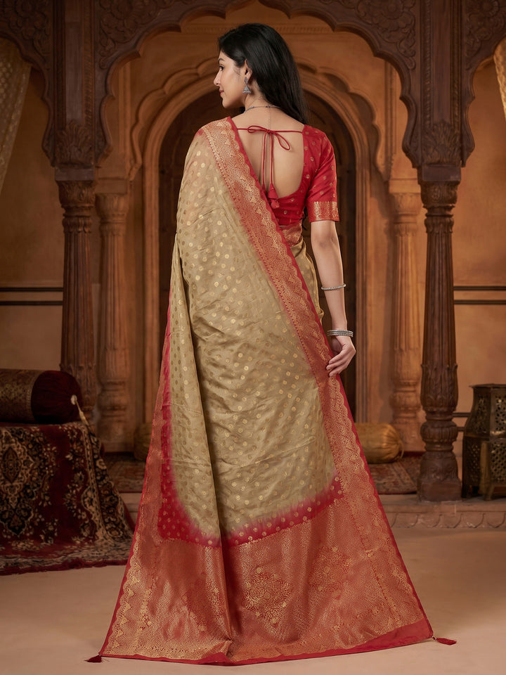 Rani Satin Woven Saree