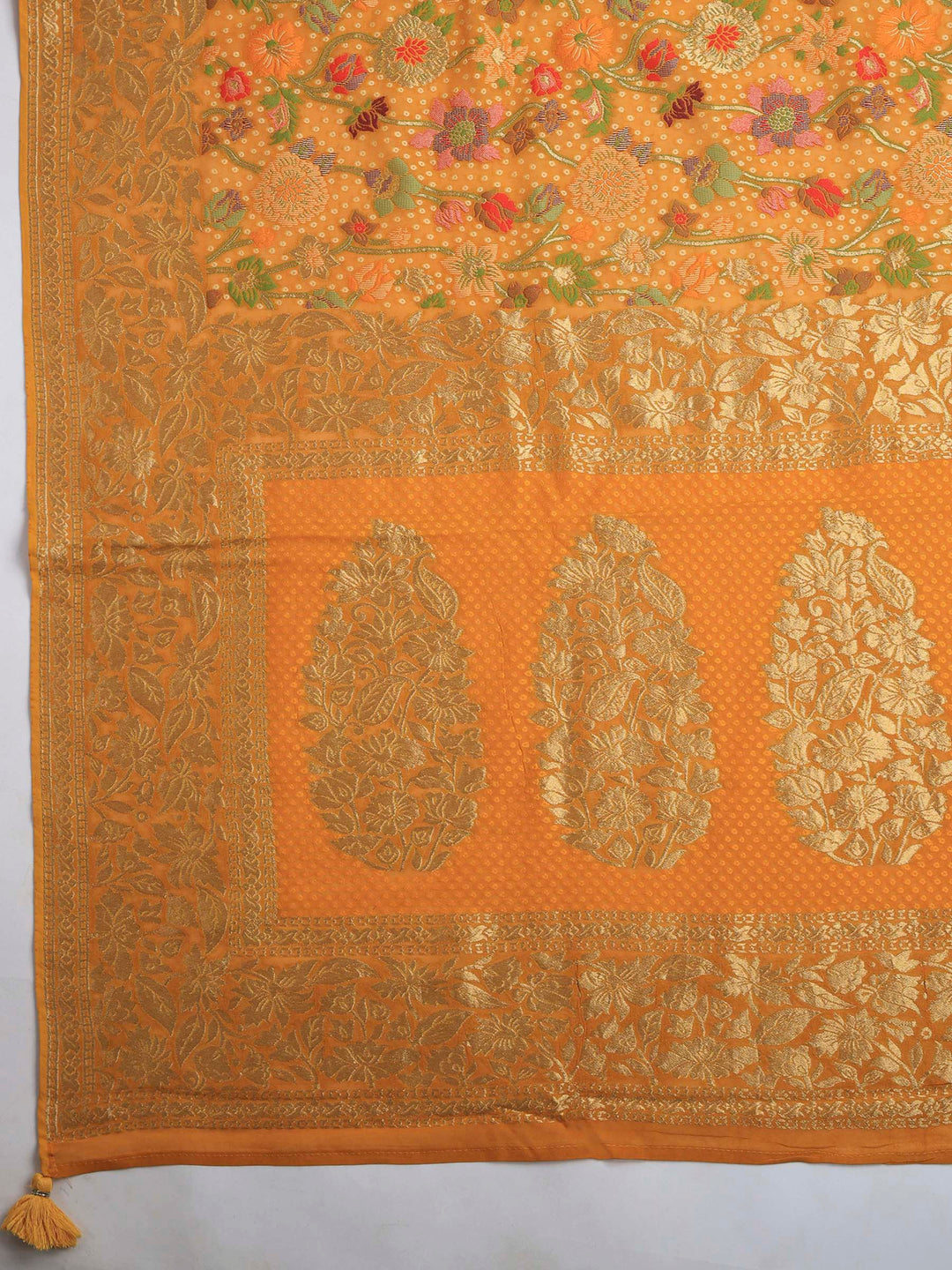 Mustard Georgette Woven Saree