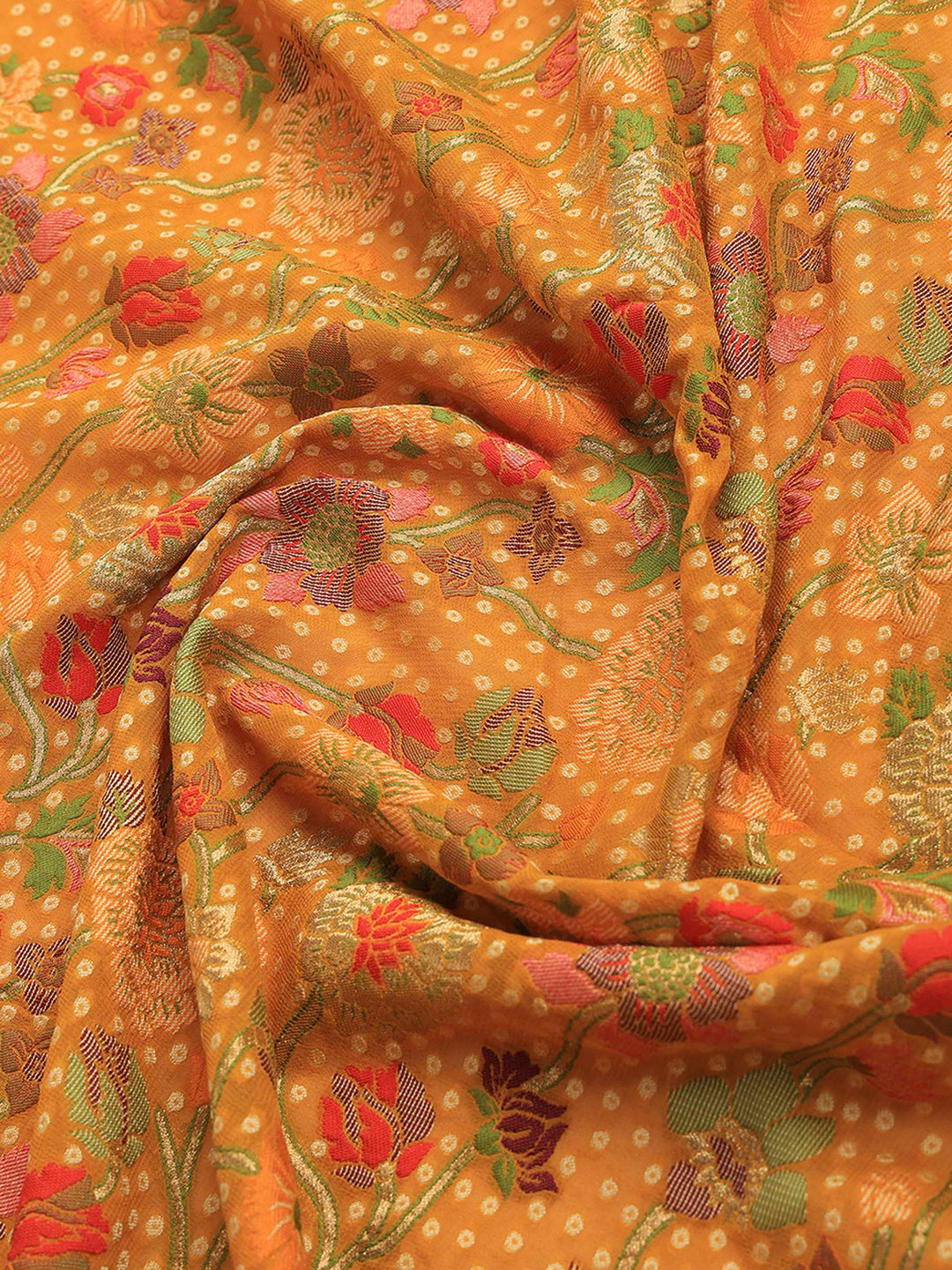 Mustard Georgette Woven Saree