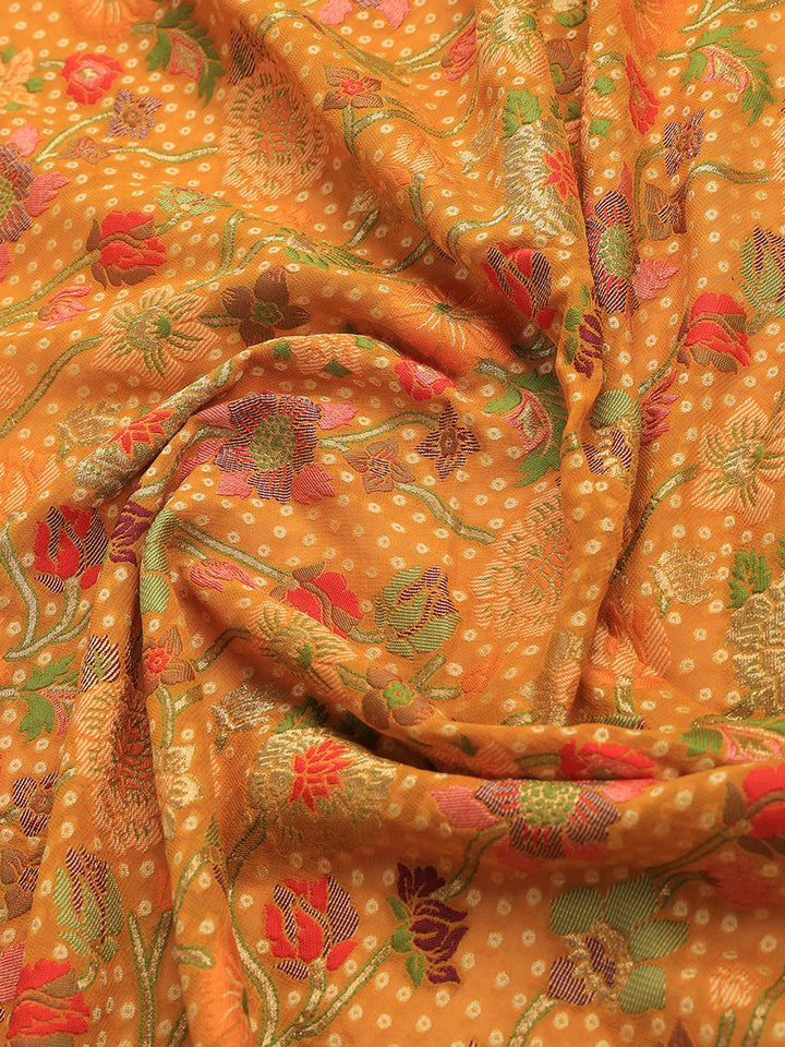 Mustard Georgette Woven Saree