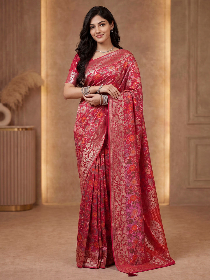 Rani Georgette Woven Saree