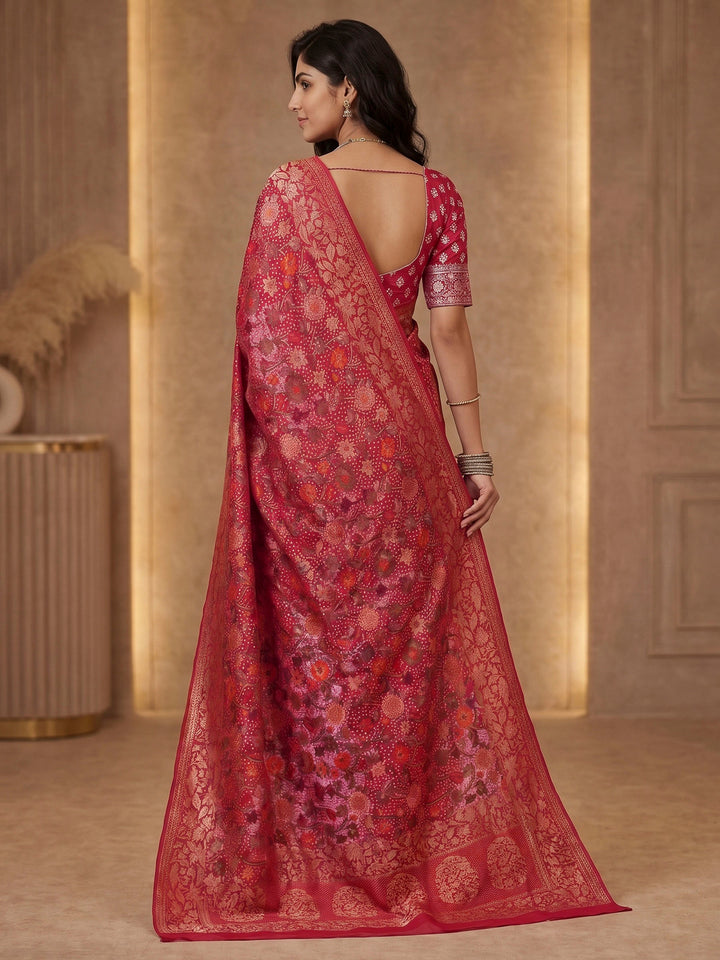 Rani Georgette Woven Saree