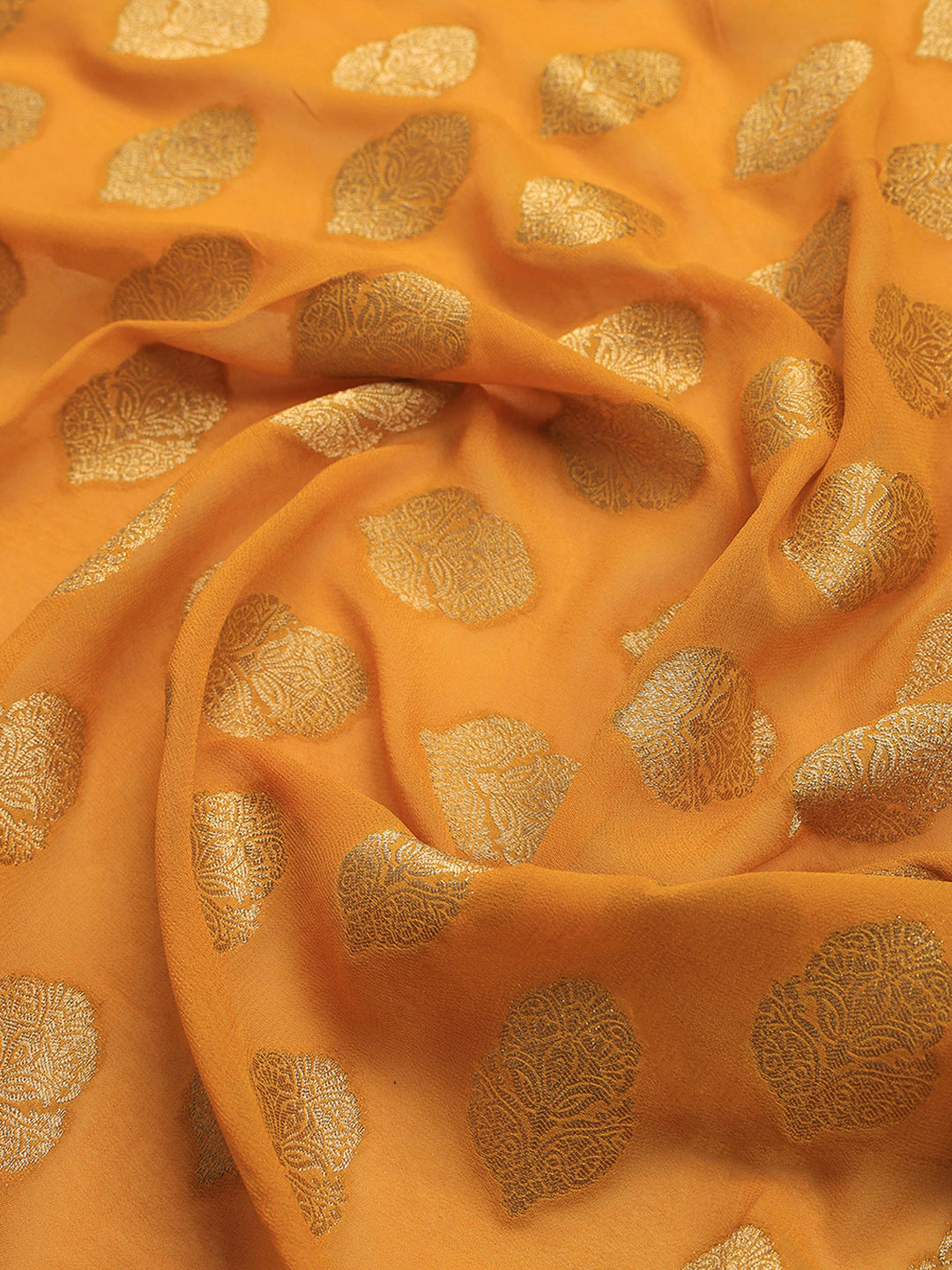 Mustard Georgette Woven Saree