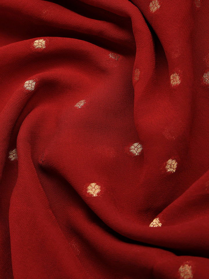 Mustard Georgette Woven Saree