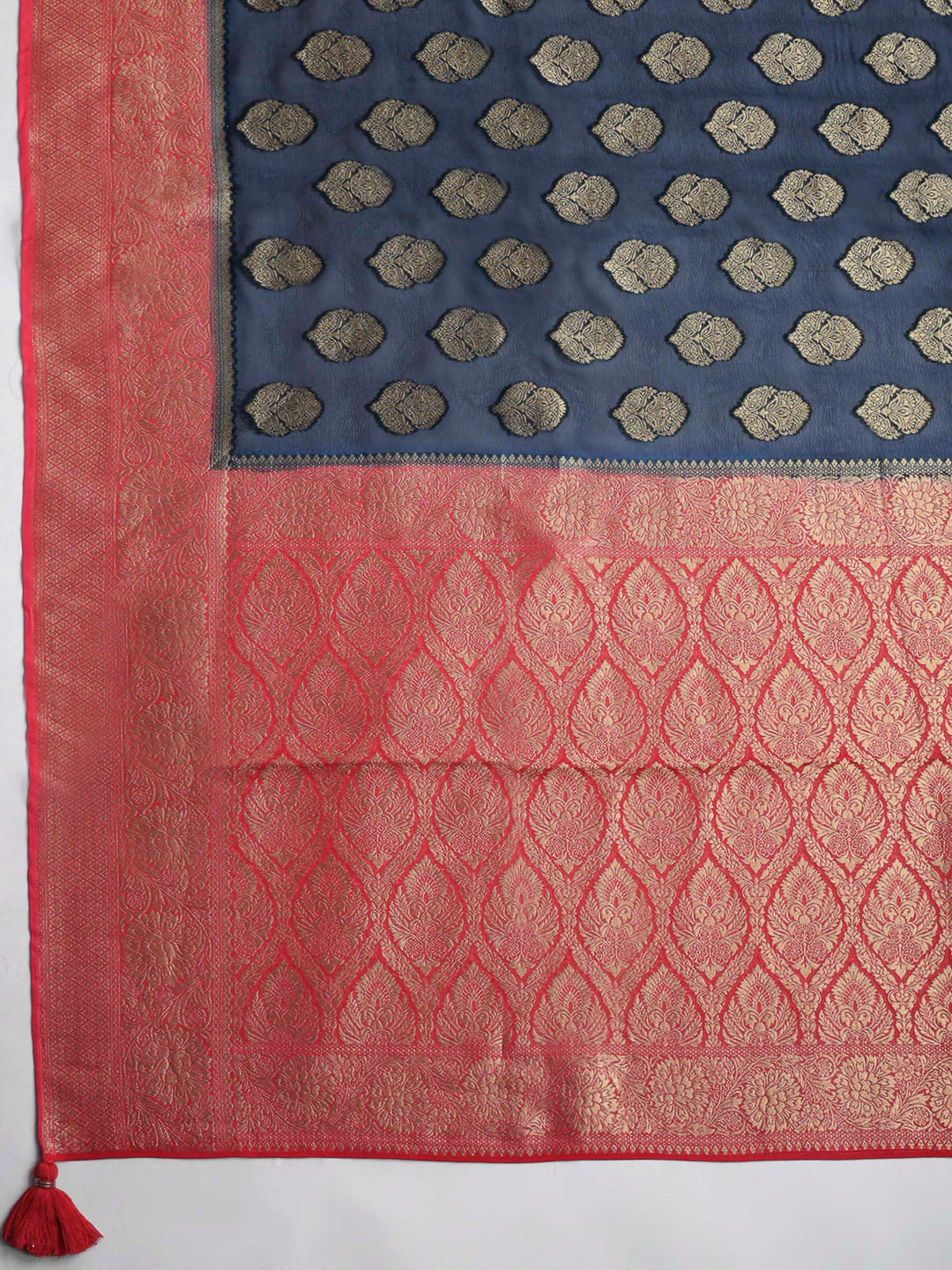 Navy Blue Georgette Woven Saree