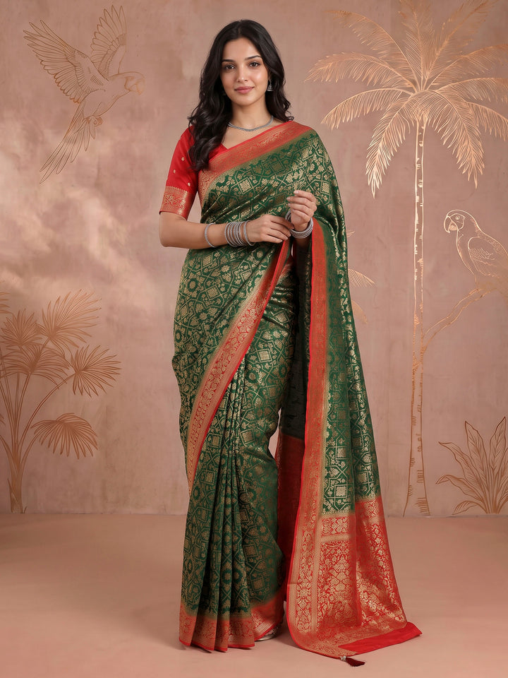 Bottle Green Georgette Plain Saree