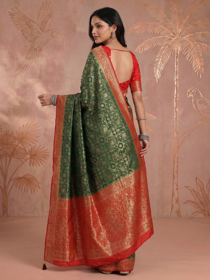 Bottle Green Georgette Plain Saree