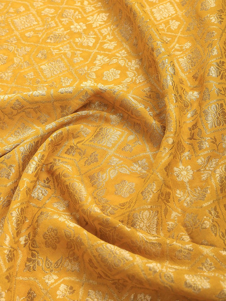Mustard Georgette Plain Saree