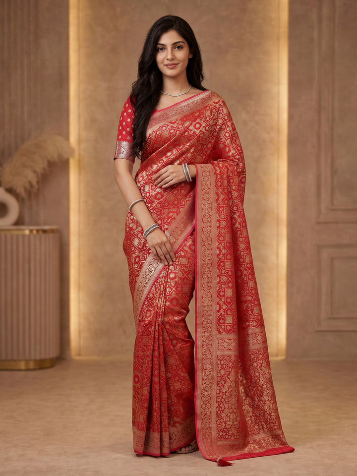 Red Georgette Plain Saree