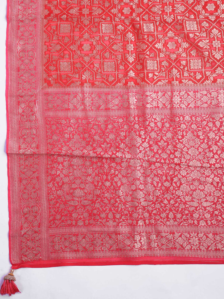 Red Georgette Plain Saree