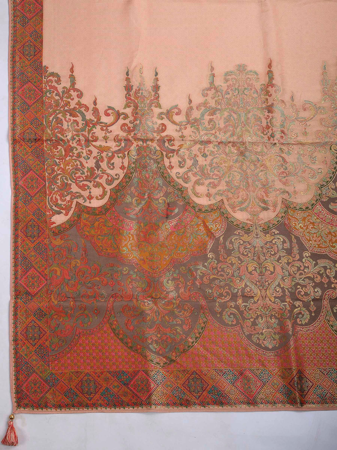 Peach Satin Woven Saree