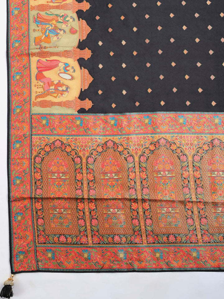 Black Dola Silk Woven Saree