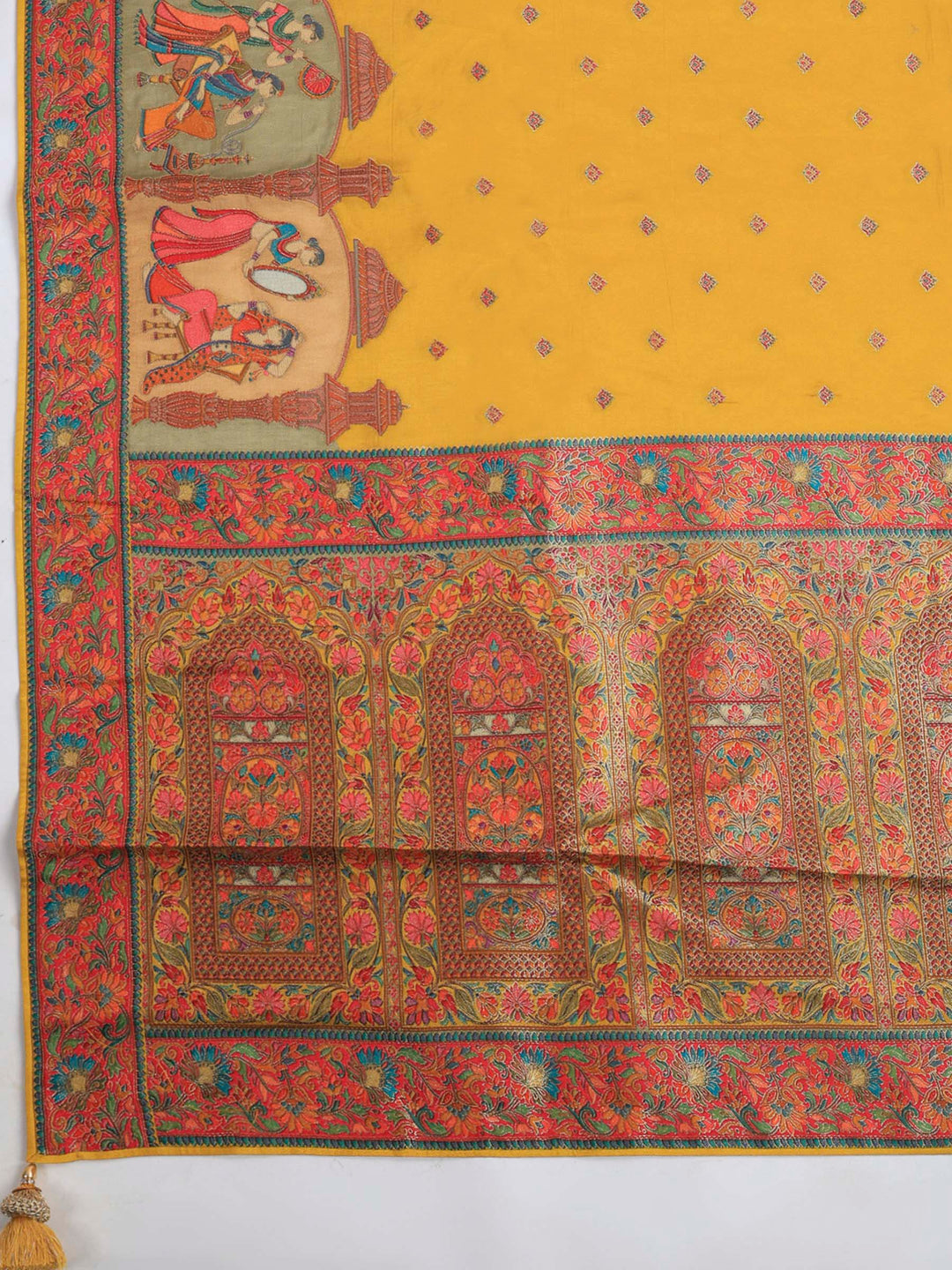 Mustard Dola Silk Woven Saree