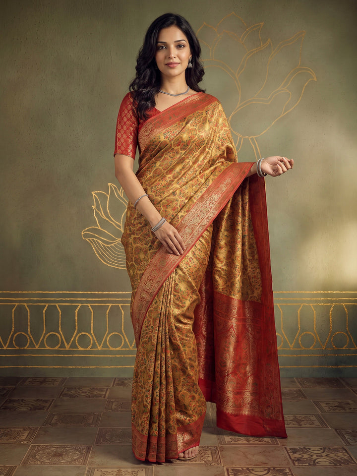 Mustard Tissue Plain Saree