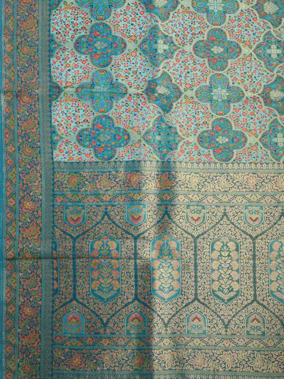 Sea Green Tissue Plain Saree