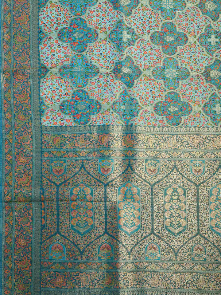 Sea Green Tissue Plain Saree