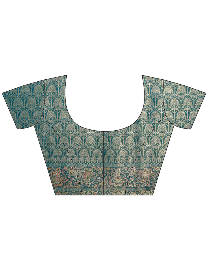 Sea Green Tissue Plain Saree