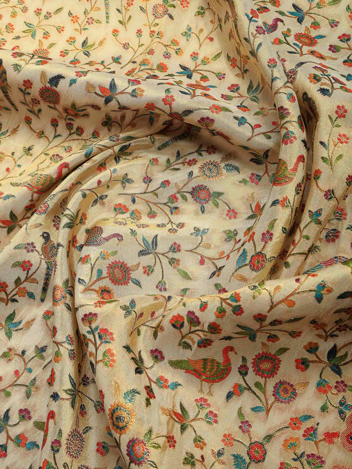 Beige Tissue Plain Saree