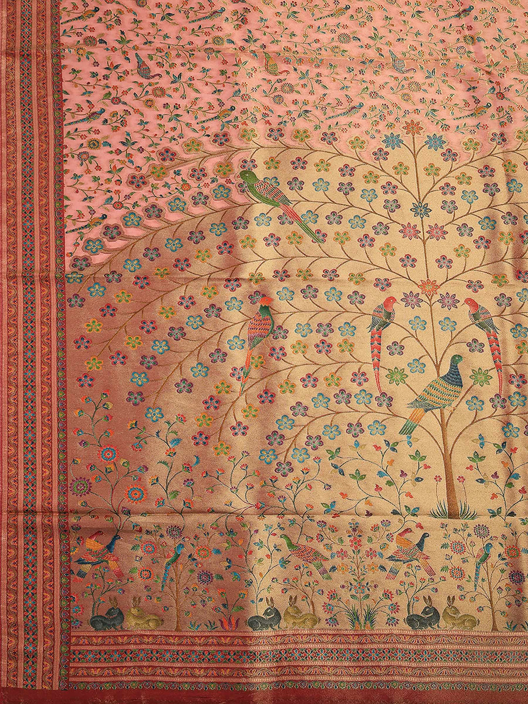 Pink Tissue Plain Saree