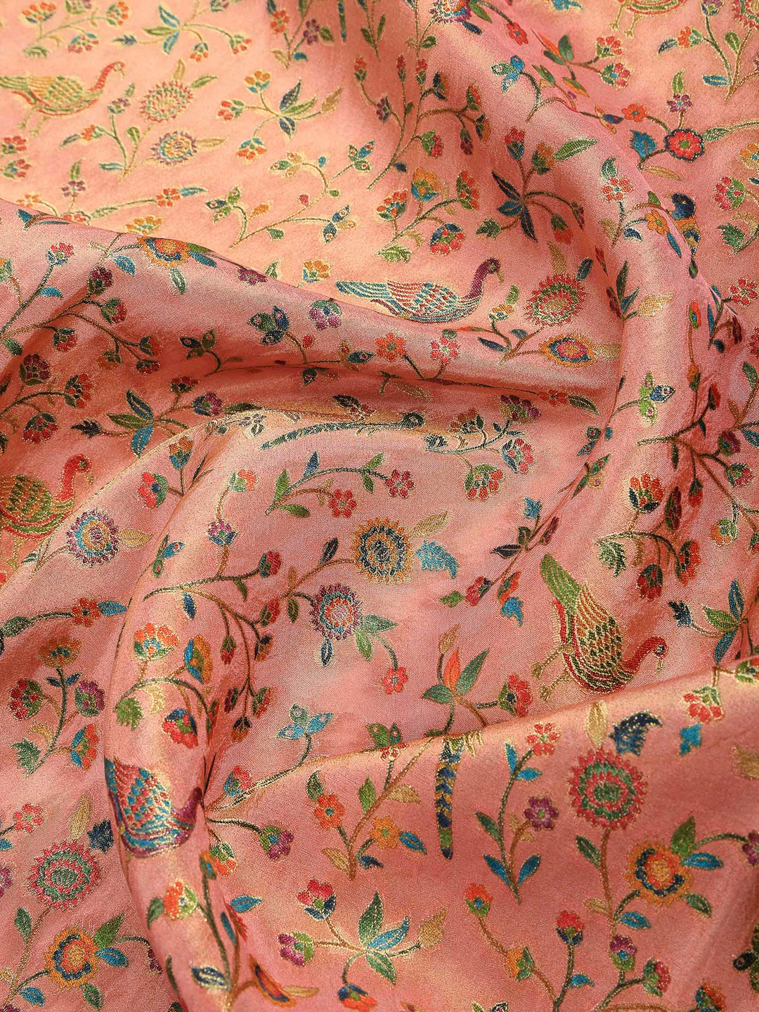 Pink Tissue Plain Saree
