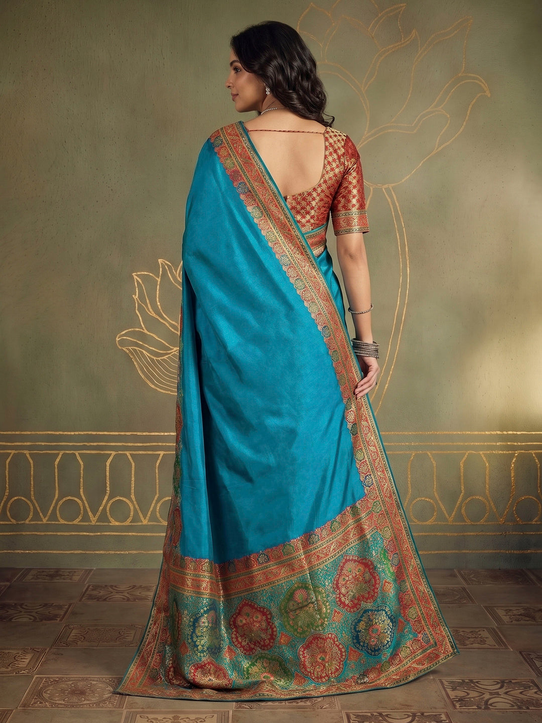 Firozee Dola Silk Woven Saree